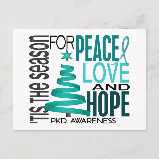 Peace Love Hope kerstfeestdag PKD Feestdagenkaart (Voorkant)
