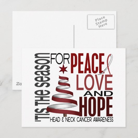 Peace Love Hope Kersthoofd en nekkanker Feestdagenkaart (Voorkant / Achterkant)