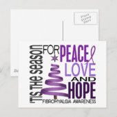 Peace Love Hope Kerstmis Holiday Fibromyalgia Feestdagenkaart (Voorkant / Achterkant)
