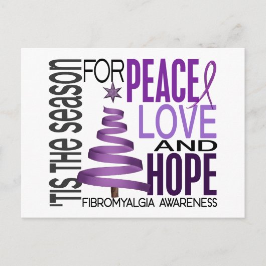 Peace Love Hope Kerstmis Holiday Fibromyalgia Feestdagenkaart (Voorkant)