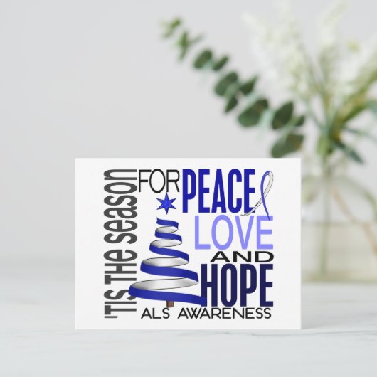 Peace Love Hope kerstvakantie ALS Feestdagenkaart (Staand voorkant)