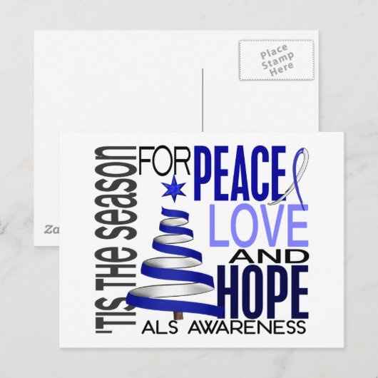 Peace Love Hope kerstvakantie ALS Feestdagenkaart (Voorkant / Achterkant)