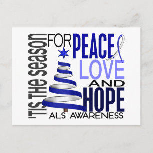 Peace Love Hope kerstvakantie ALS Feestdagenkaart