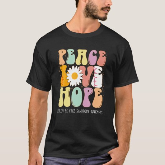 Peace Love Hope Koolen de Vries Syndrome KDVS Awar T-shirt (Voorkant)