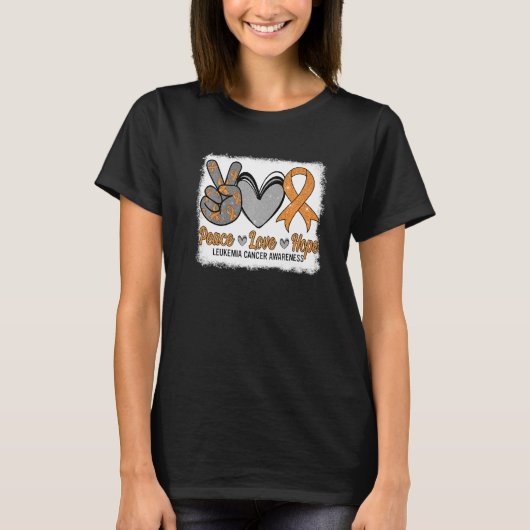 Peace Love Hope Leukemia Awareness Month Warrior W T-shirt (Voorkant)