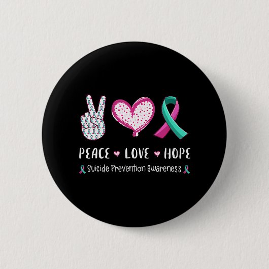 Peace Love Hope man of suïcide Prevention Ronde Button 5,7 Cm (Voorkant)