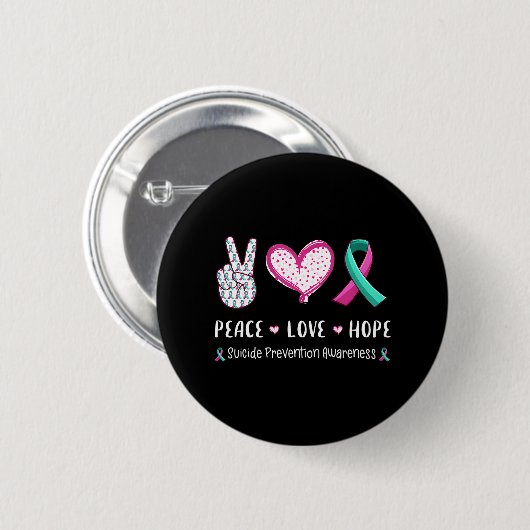 Peace Love Hope man of suïcide Prevention Ronde Button 5,7 Cm (Voorkant /achterkant)