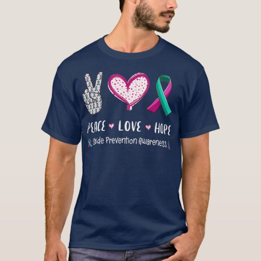 Peace Love Hope man of suïcide Prevention T-shirt (Voorkant)