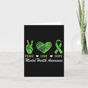 Peace Love Hope Mental Health Awareness Green Ribb Kaart