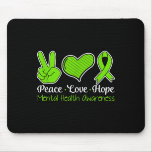 Peace Love Hope Mental Health Awareness Green Ribb Muismat