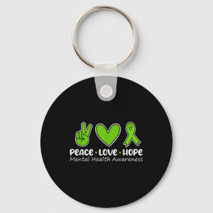Peace Love Hope Mental Health Awareness Green Sleutelhanger