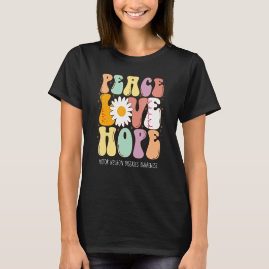 Peace Love Hope Motor Neuron Diseast MND Awarenes T-shirt (Voorkant)