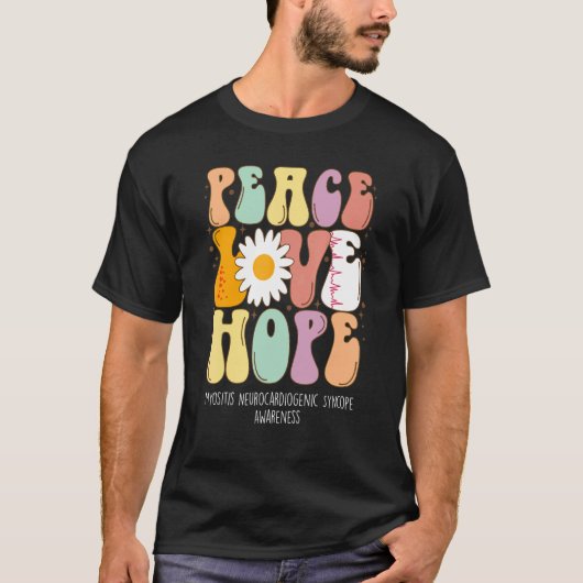 Peace Love Hope Myositis Neurocardiogene Syncope T-shirt (Voorkant)