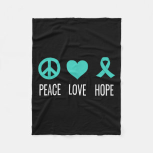 Peace Love Hope Ovariumkanker bewustzijn Fleece Deken