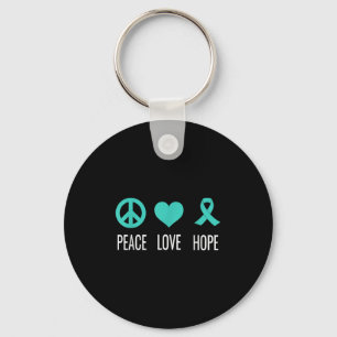 Peace Love Hope Ovariumkanker bewustzijn Sleutelhanger