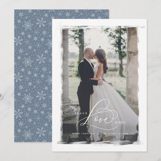 Peace Love Hope Pas getrouwd Kerst Kaarten (Voorkant / Achterkant)