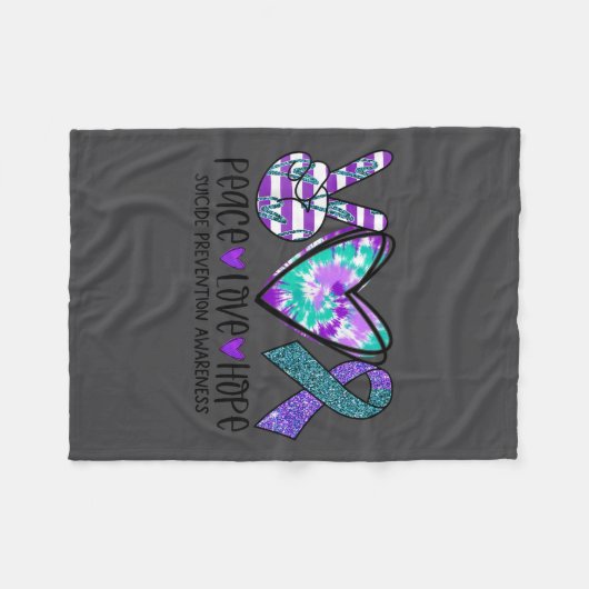 Peace Love Hope Suicide Prevention Awareness Tie-d Fleece Deken (Voorkant (Horizontaal))