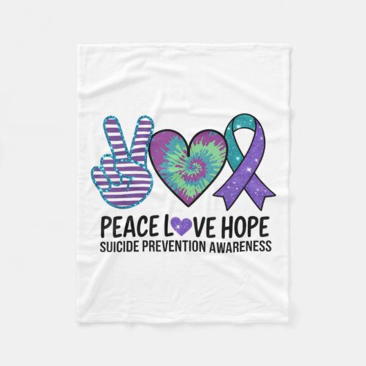 Peace Love Hope Suicide Prevention Tie Dye Awarene Fleece Deken (Voorkant)