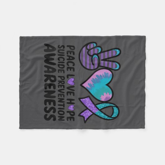 Peace Love Hope Suicide Prevention Tie Dye Awarene Fleece Deken (Voorkant (Horizontaal))