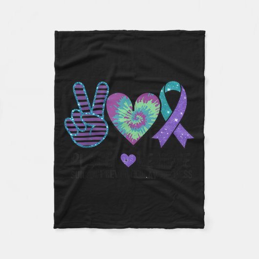 Peace Love Hope Suicide Prevention Tie Dye Awarene Fleece Deken (Voorkant)