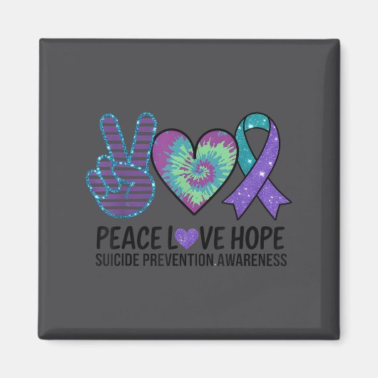 Peace Love Hope Suicide Prevention Tie Dye Awarene Magneet (Voorkant)