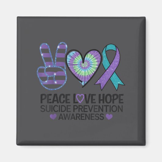 Peace Love Hope Suicide Prevention Tie Dye Awarene Magneet (Voorkant)