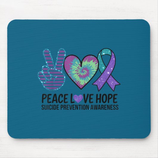 Peace Love Hope Suicide Prevention Tie Dye Awarene Muismat (Voorkant)