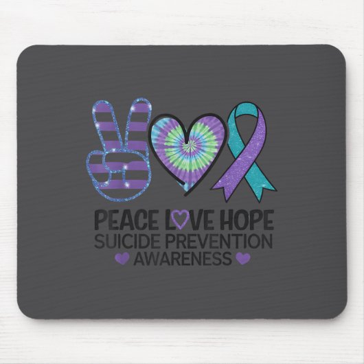 Peace Love Hope Suicide Prevention Tie Dye Awarene Muismat (Voorkant)