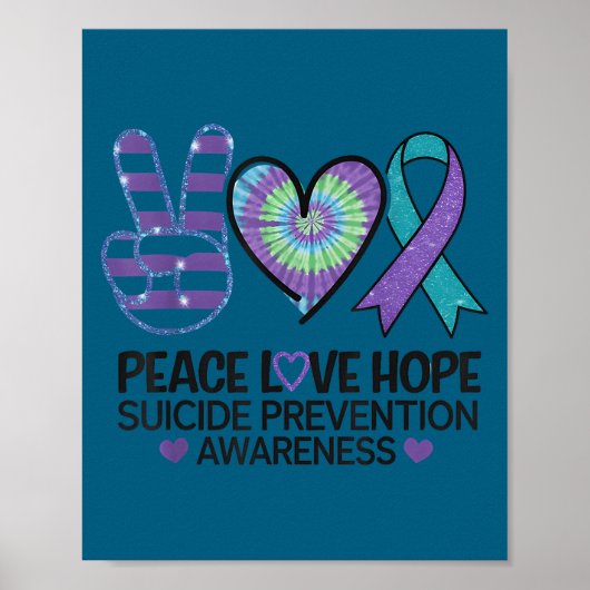Peace Love Hope Suicide Prevention Tie Dye Awarene Poster (Voorkant)