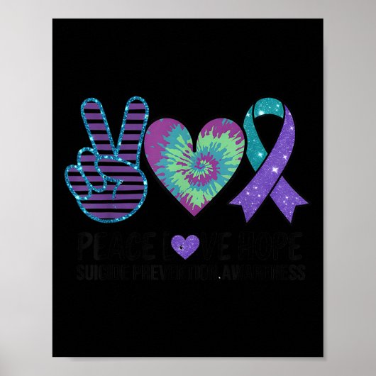 Peace Love Hope Suicide Prevention Tie Dye Awarene Poster (Voorkant)