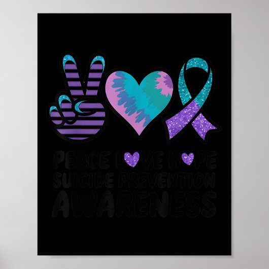 Peace Love Hope Suicide Prevention Tie Dye Awarene Poster (Voorkant)