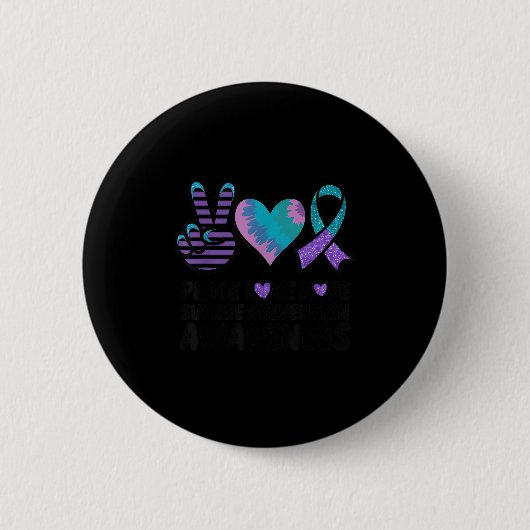 Peace Love Hope Suicide Prevention Tie Dye Awarene Ronde Button 5,7 Cm (Voorkant)
