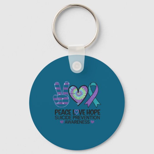 Peace Love Hope Suicide Prevention Tie Dye Awarene Sleutelhanger (Voorkant)