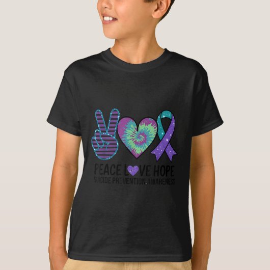 Peace Love Hope Suicide Prevention Tie Dye Awarene T-shirt (Voorkant)