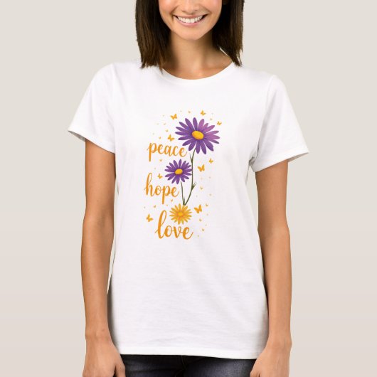 Peace Love Hope T-shirt Inspirerend positiviteit (Voorkant)