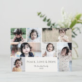 Peace Love Hope White Photo Kerstfeestdag Card Feestdagenkaart (Staand voorkant)