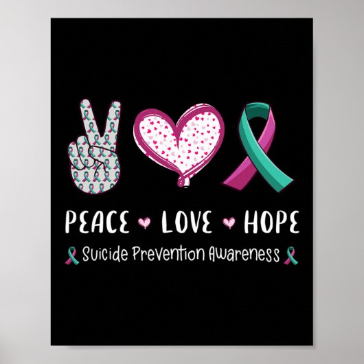 Peace Love hope Zelfmoordpreventie man w Poster (Voorkant)