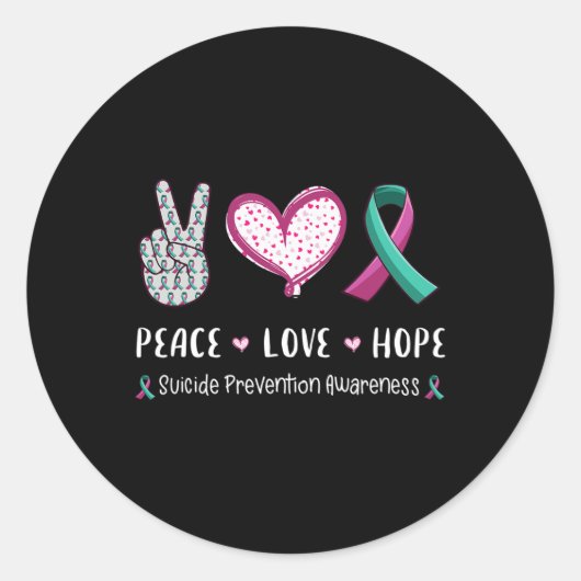 Peace Love hope Zelfmoordpreventie man w Ronde Sticker (Voorkant)