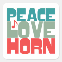 Peace Love Horn Vierkante Sticker