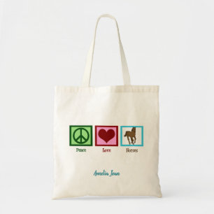 Peace Love Horse Cute Custom Horseback Riding Tote Bag