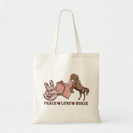Peace Love Horse Tote Bag (Voorkant)