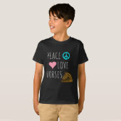 Peace Love Horseback Riding Equestrian T-shirt (Voorkant volledig)
