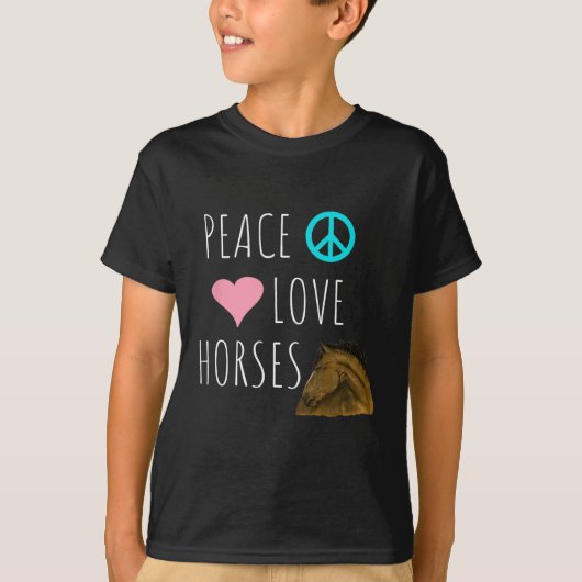Peace Love Horseback Riding Equestrian T-shirt (Voorkant)