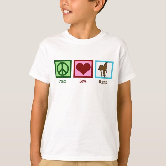 Peace Love Horses Cute Horse Kinder T-shirt (Voorkant)