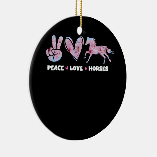 Peace Love Horses Schattige Paardenliefhebber Flow Keramisch Ornament (Rechts)
