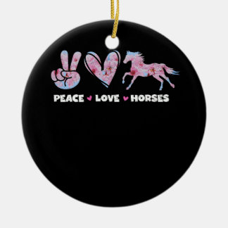 Peace Love Horses Schattige Paardenliefhebber Flow Keramisch Ornament