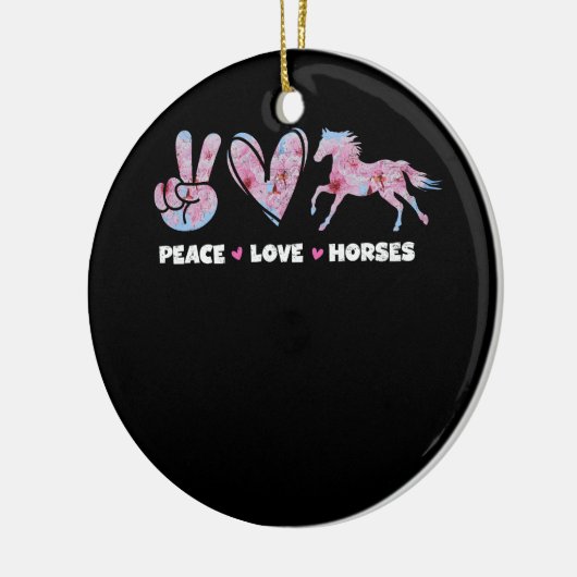 Peace Love Horses Schattige Paardenliefhebber Flow Keramisch Ornament (Links)