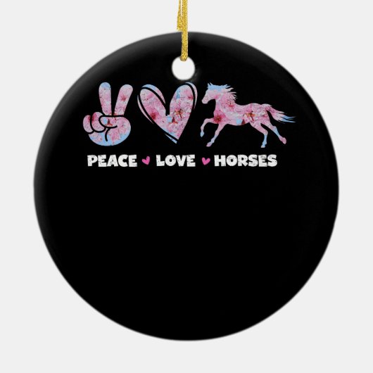 Peace Love Horses Schattige Paardenliefhebber Flow Keramisch Ornament (Achterkant)