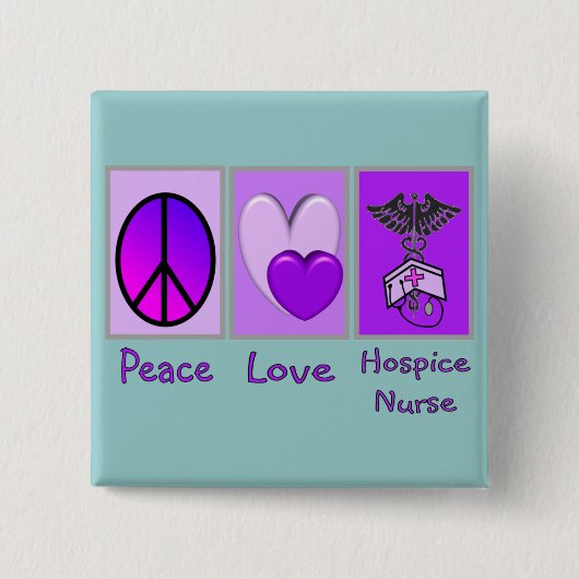 Peace Love Hospice Nurse (PAARS) Vierkante Button 5,1 Cm (Voorkant)