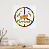 Peace Love Hot Dogs Poster (Keuken)